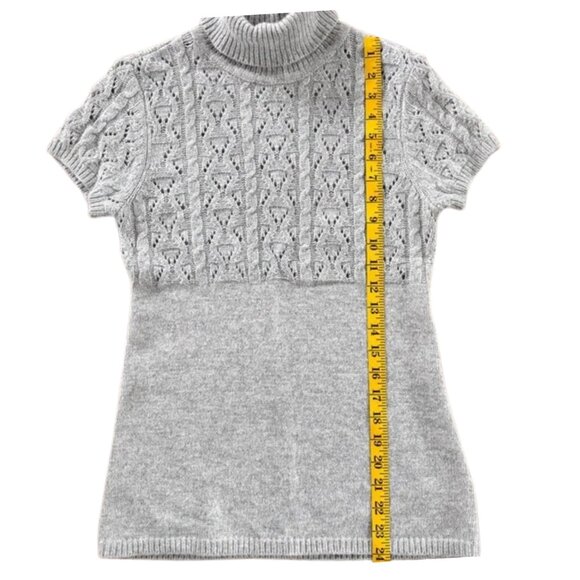 Michael Kors Gray Turtleneck Short Sleeve Sweater Size Petite - Picture 6 of 6